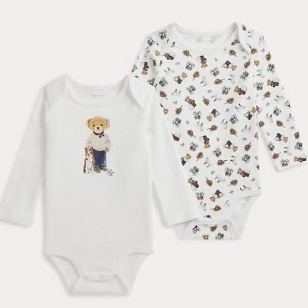 Ralph Lauren Polo Bear Cotton Bodysuit 2-pack